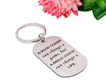 Coach Keychain, Gift for Coach, Unique Coach Gifts, A Great Coach Quote, Hockey Coach, Swim Coach, Soccer Coach, Team Coach Gift