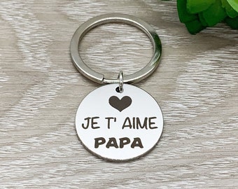 Je T’aime Papa Gift, Dad Keychain, Papa Keychain, Gift for Papa, Grandpa Keychain, Gift from Son, Gift for Him, Fathers Day Gift