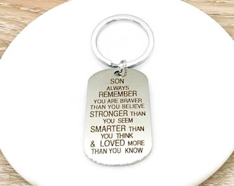 Llavero para hijo, frase "Recuerda siempre que eres", regalos de graduación, regalo de mamá, llavero para hijo, llavero para adolescente, regalos para estudiantes de secundaria