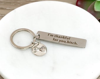 Llavero "Gracias por ti", llavero "Mejores amigas", llavero divertido para "Mejor amiga", regalo de mi mejor amiga, regalo divertido de Navidad para una amiga, festividades.