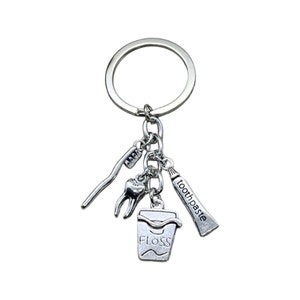 Dental Schlüsselanhänger, Zahnarzt Geschenk, Mundhygieniker Geschenk, Zahn Anhänger, Kieferorthopäde Geschenk, Zahnbürste Zahnpasta Charms, Weihnachtsgeschenk, Studenten