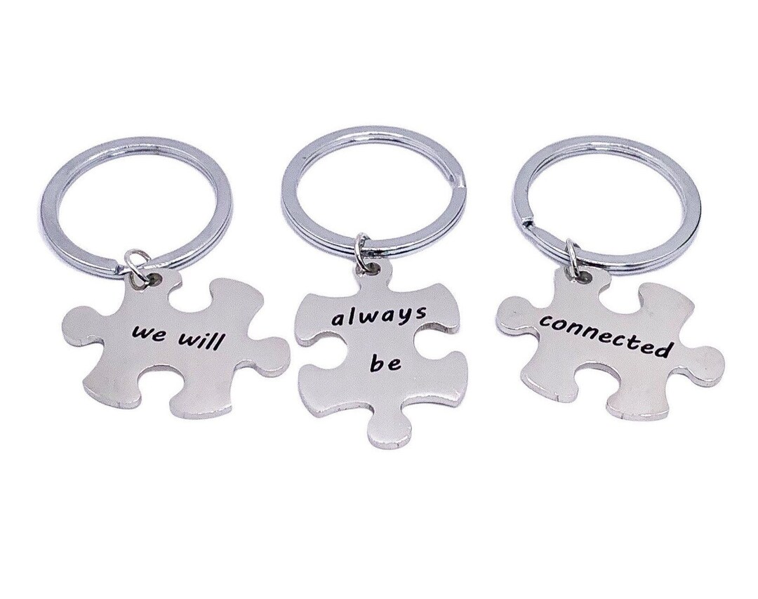 We Will Always Be Connected, Puzzle Keychain Set for 3, Best Friends ...