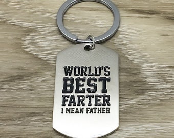 Llavero del mejor pedorro de la historia, llavero divertido para papá, regalo del Día del Padre de mi hijo, regalo único para papá de mi hija, regalo de cumpleaños divertido para él