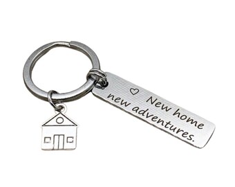 New Home New Adventures Keychain, First Time Homeowners Gift, First House Gift, Housewarming Gift, Gift for Couple, Gift from Realtor