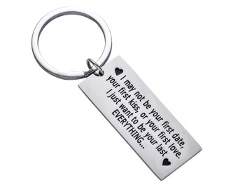 Llavero con frase "Puede que no sea tu primera cita", regalo para novia, prometido, esposo, aniversario y relación.