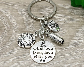 Fireman Keychain, Gift for Firefighter, Fire Charms, Gift for Dad, Fireman Life Charms, Firefighting Keychain, Fire Extinguisher Charm