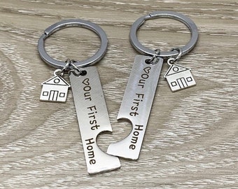 Our First Home Keychains, Matching Keychain Set for 2, Gift for Couples, First Time Homeowners Gift, Housewarming Gift, Gift from Realtor