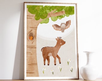 Waldbewohner “Reh”- Poster fürs Kinderzimmer