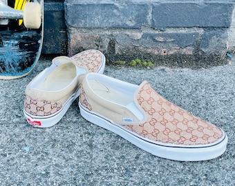custom lv vans slip ons