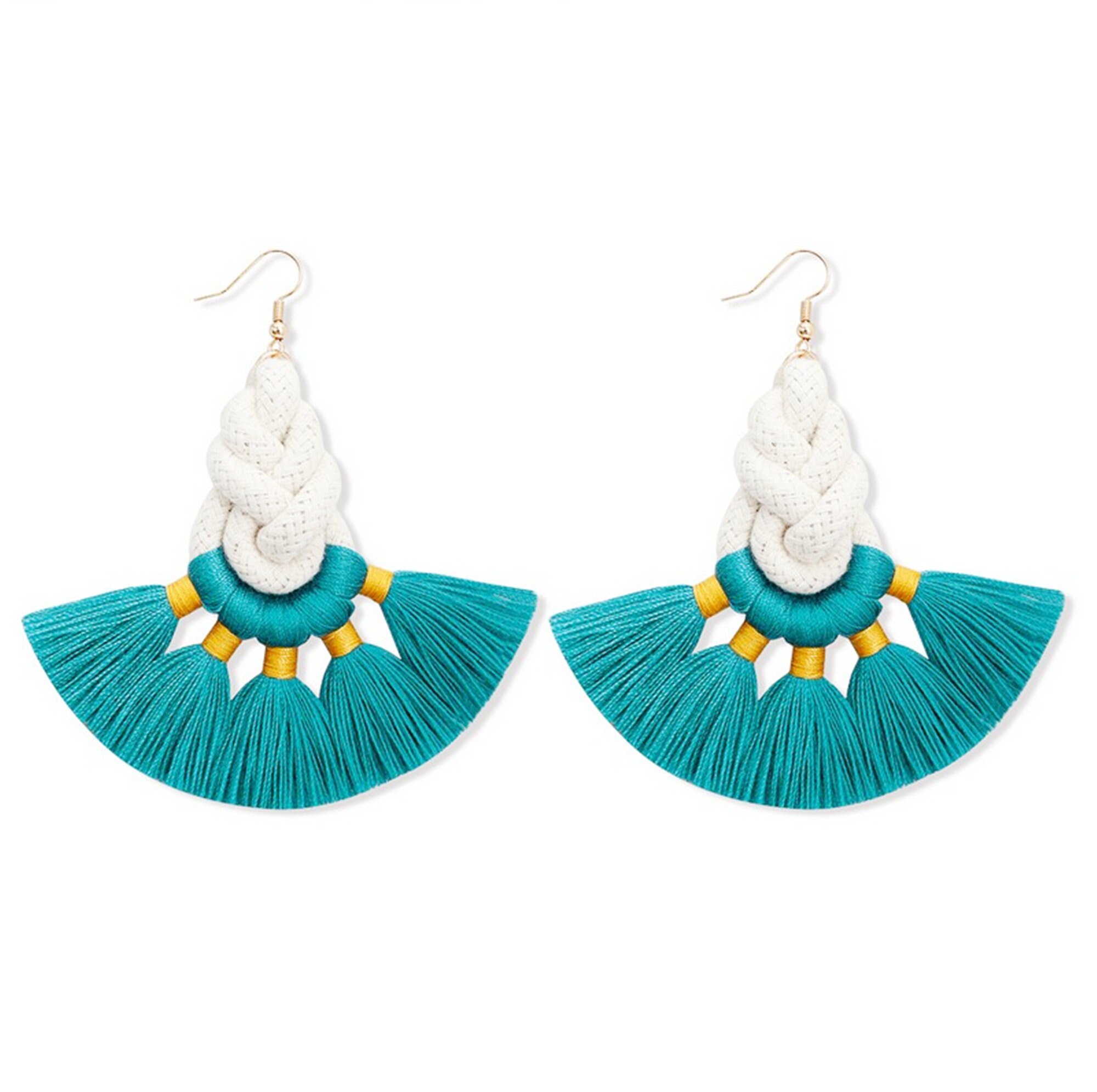 Cotton thread braided tassel earrings Etsy