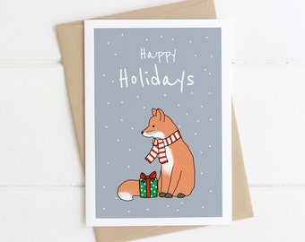 Holiday postcard | Christmas postcard | Winter postcard | Happy holidays | Fox | 100% recycled