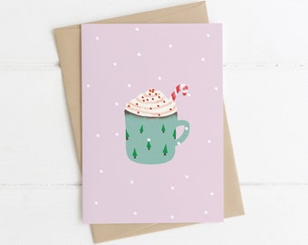 Christmas postcard | Holiday postcard | Winter postcard | Hot chocolate | 100% recycled