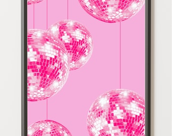 Pink Disco Ball Poster, Disco Ball, Disco Ball Poster, Disco Ball Print ...