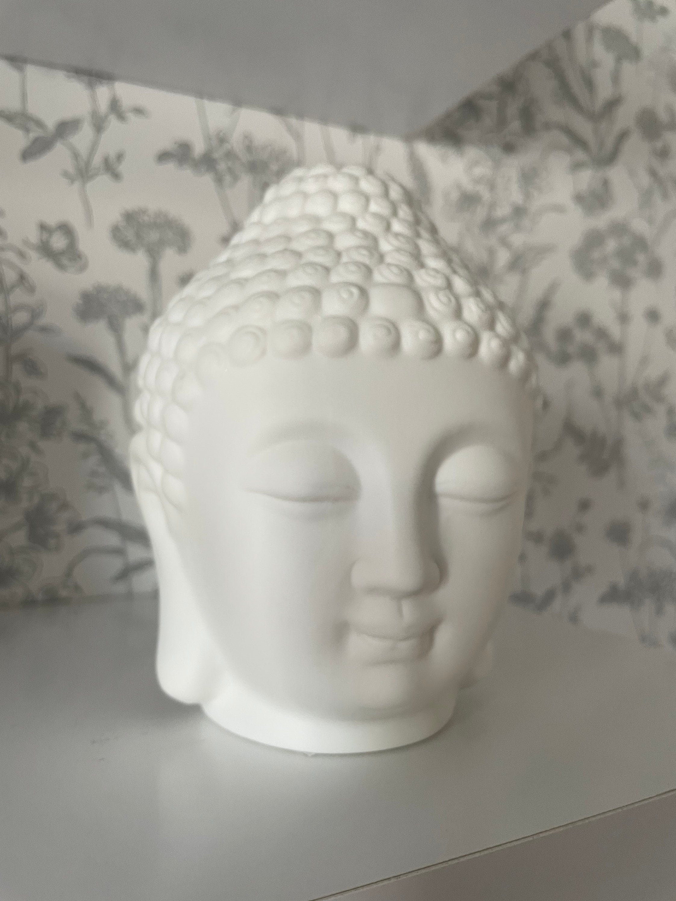 Tisch Lampe Keramik Buddha Kopf Leuchte Wohn Schlaf Zimmer Textil Nacht Licht 