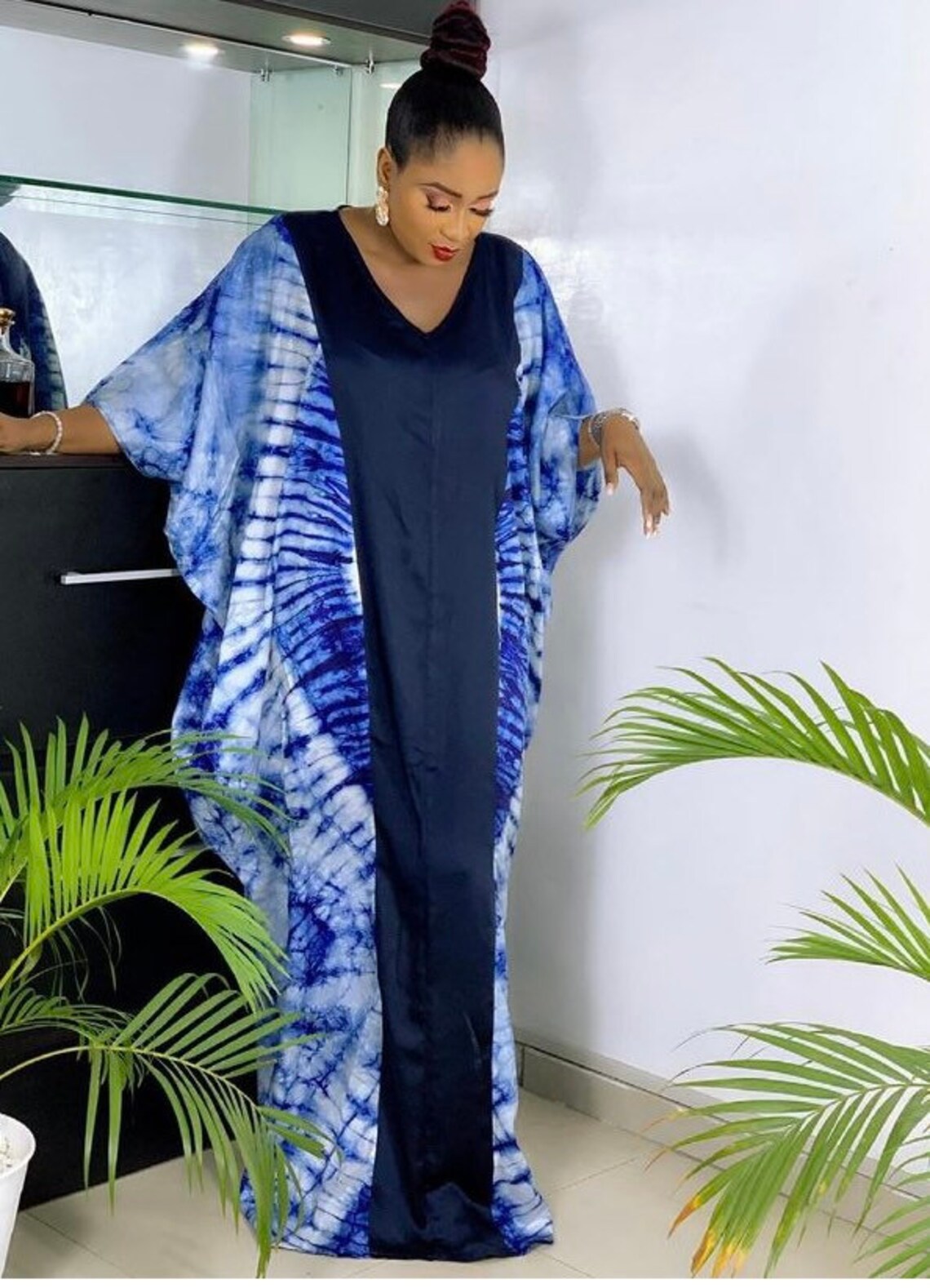 African Adire silk Bubu KaftanMaxi gown long gown Etsy