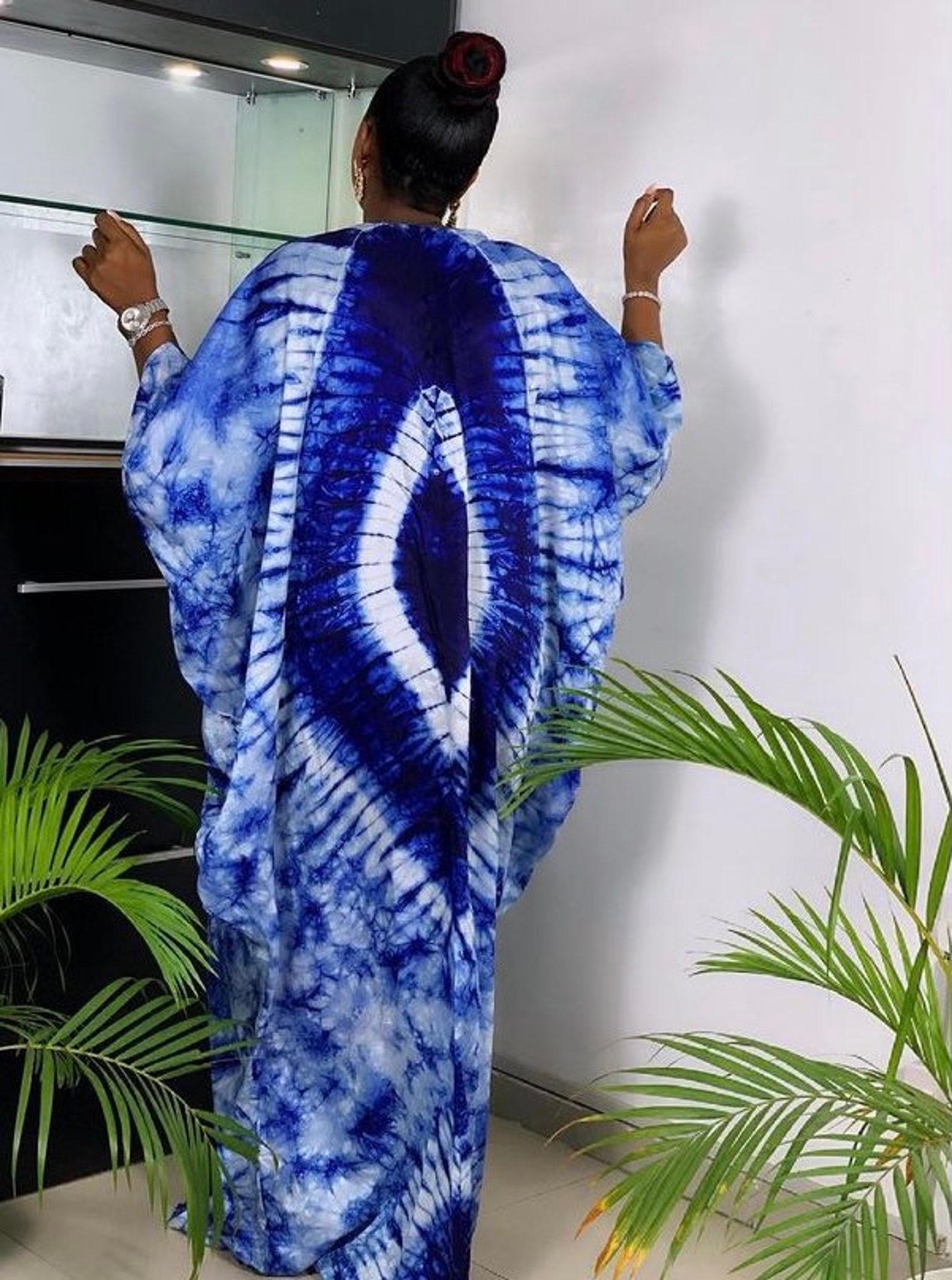 African Adire silk Bubu KaftanMaxi gown long gown Etsy