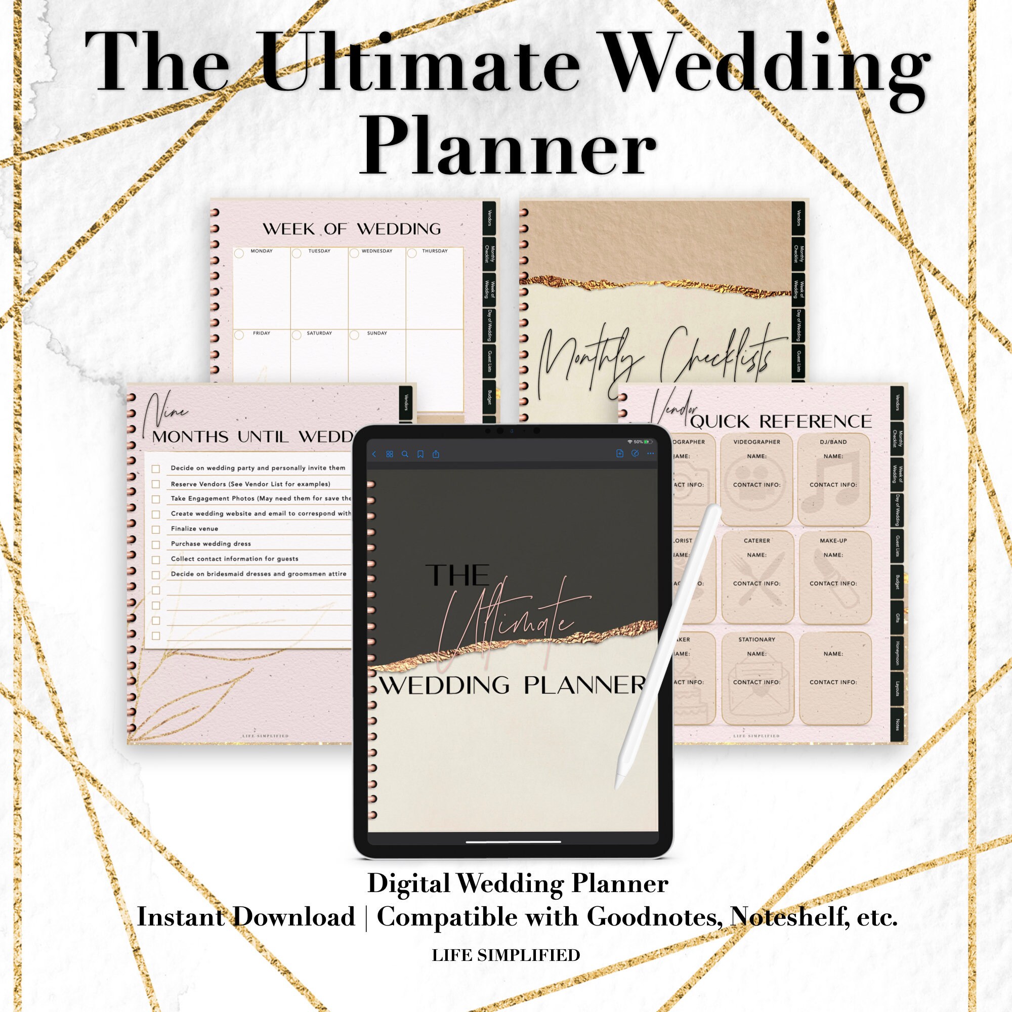 Digital Wedding Planner for iPad with Budget Planner and Gift Etsy