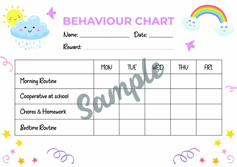 Kids Routine Chart Behaviour Printable Morning &amp; Evening Kids - Etsy