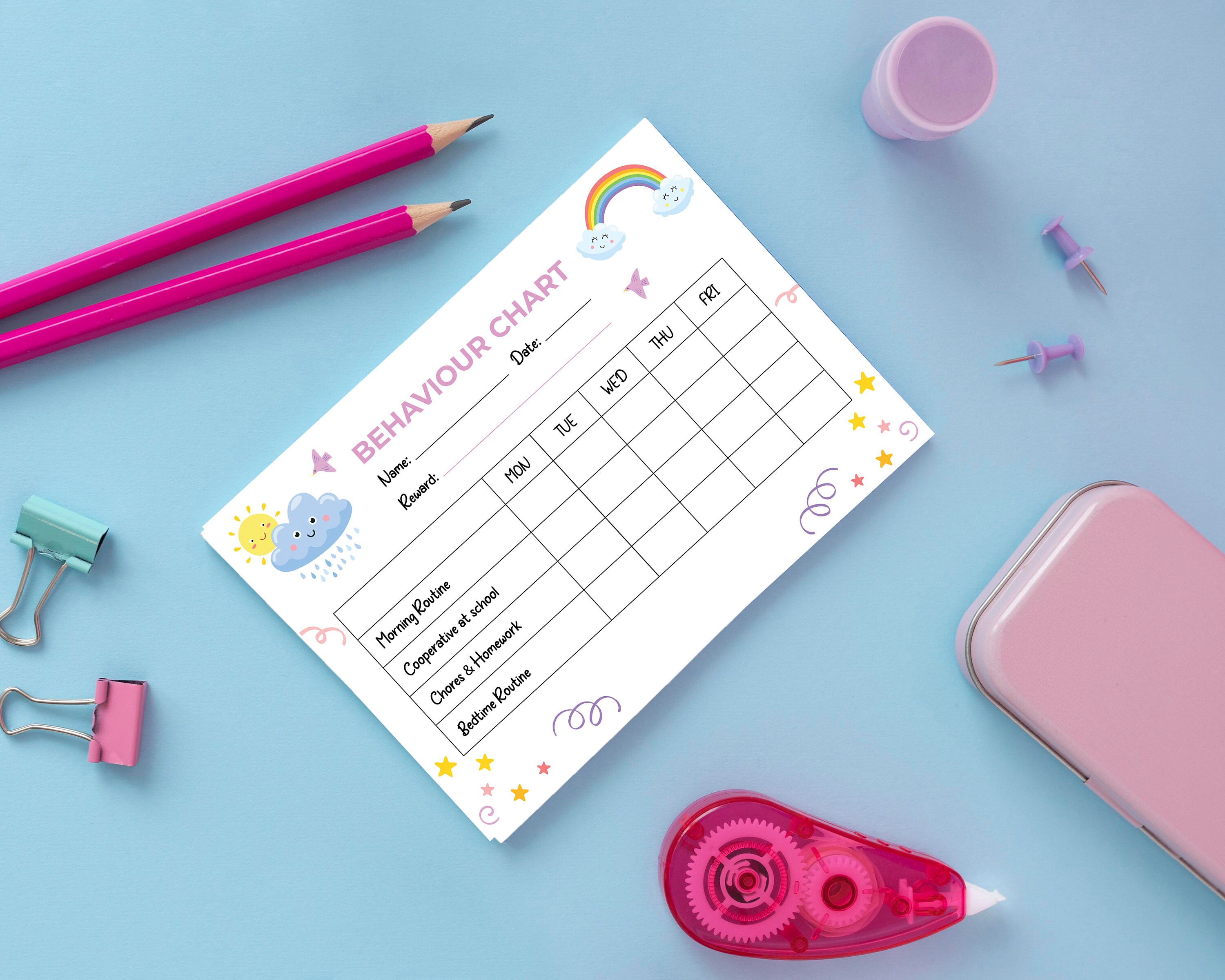 Kids Routine Chart Behaviour Printable Morning &amp; Evening Kids - Etsy