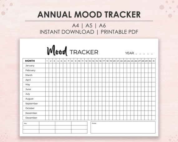 Printable Annual Mood Tracker for Bullet Journal Track Daily - Etsy UK
