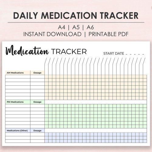 Daily Medication Tracker Printable Medication Log Daily - Etsy