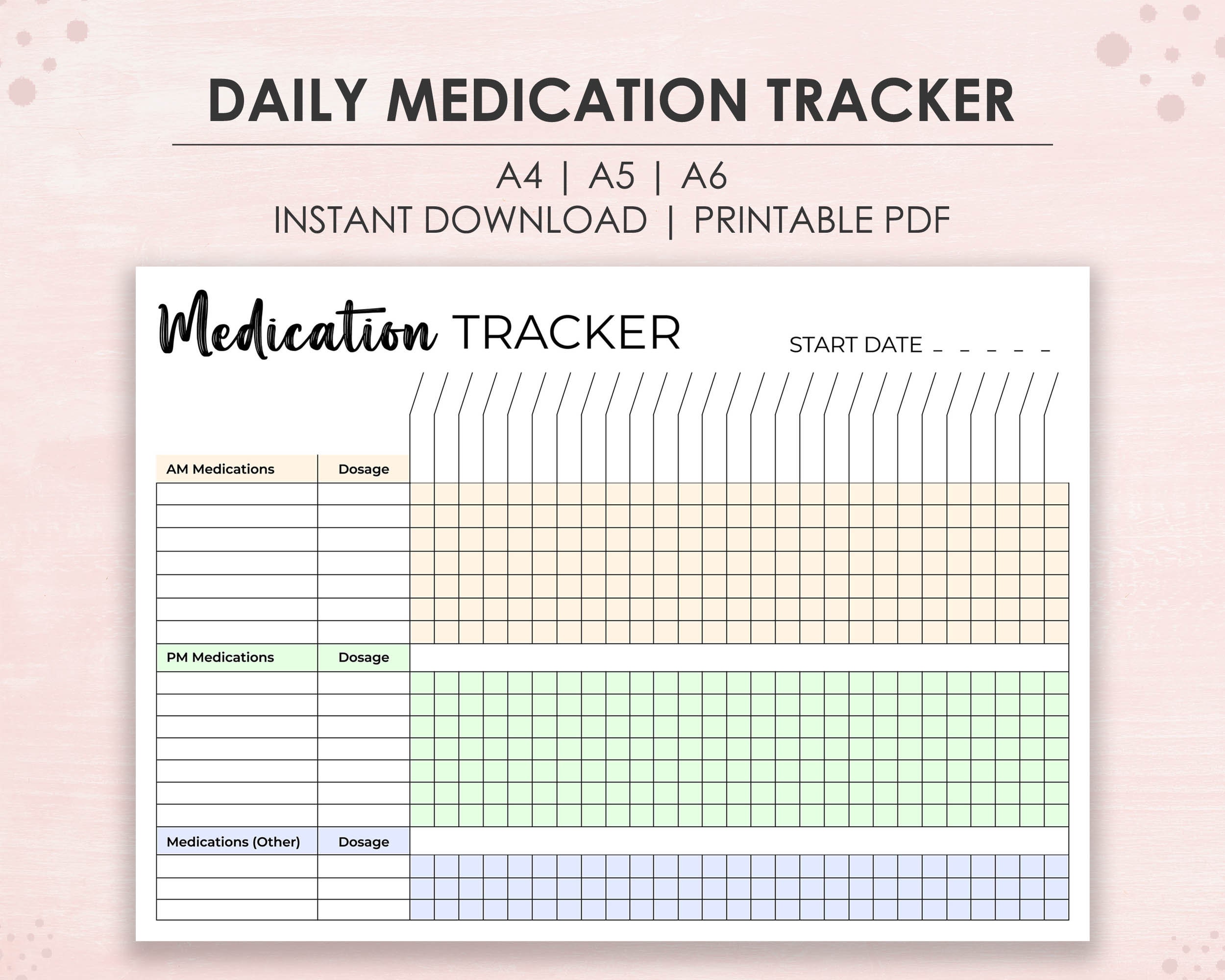 Daily Medication Tracker, Printable Medication Log, Daily Medication ...