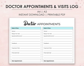 Medical Planner | Medical Appointments Tracker | Doctor Visits Log | Healthcare Planner