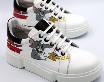Custom Nike Air Force Tom and Jerry Custom Sneakers Custom | Etsy