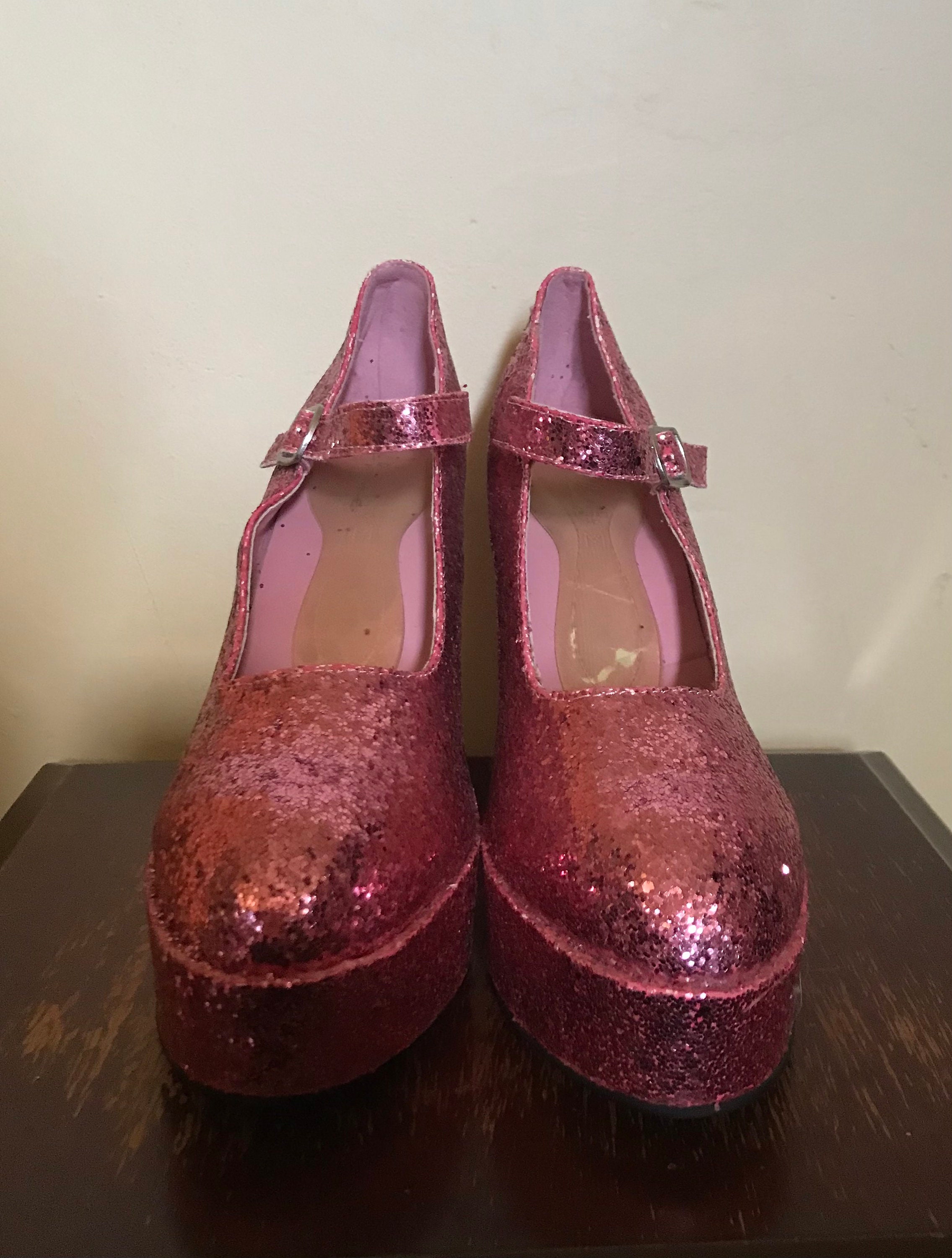 Pink Glitter Mary Jane Platform Heels by Ellie Shoes Etsy