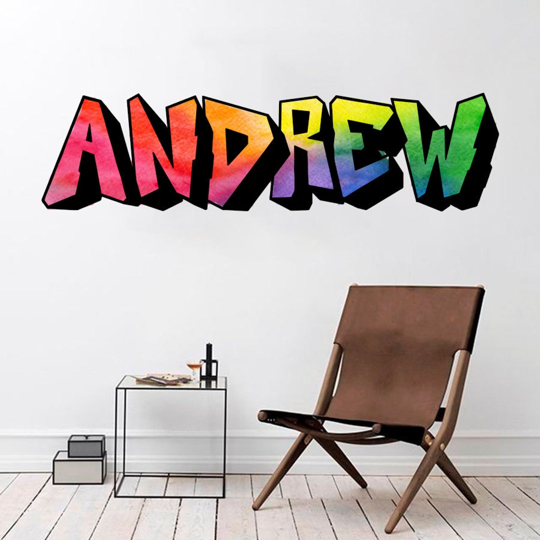 Custom Graffiti Wall Decals Name, Personalized Kids Rooms Decor, Hip