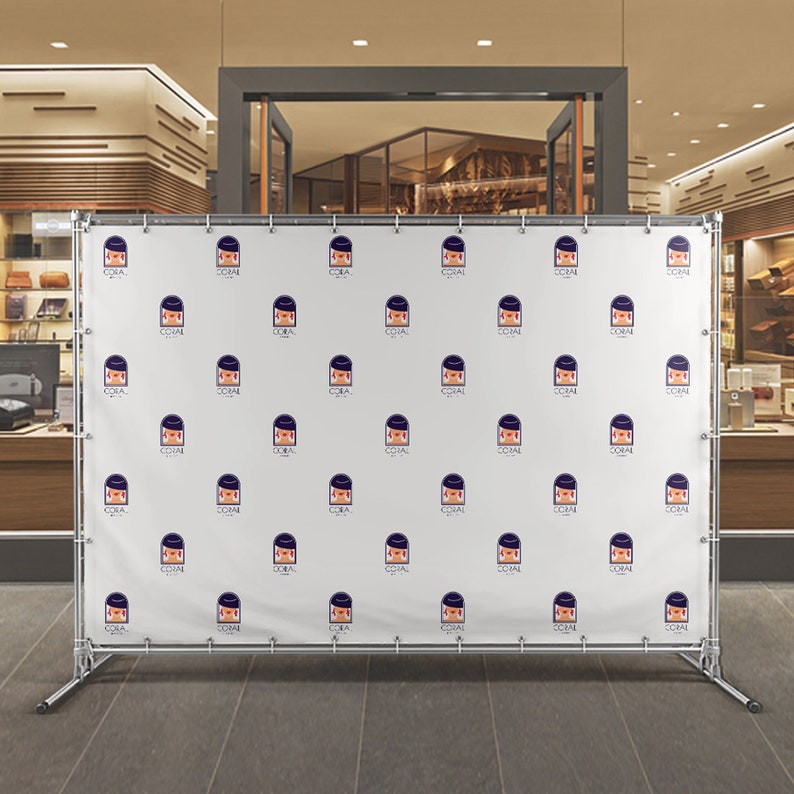 Repeat Pattern Logo Backdrop Custom Step and Repeat Banner | Business Logo Backdrop | Personalized ...