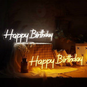 Happy Birthday Neon Schild / Geburtstag Neon Thema Deko RGB Licht / Geburtstagsparty LED Lichter / Mann Höhle Neon Schild