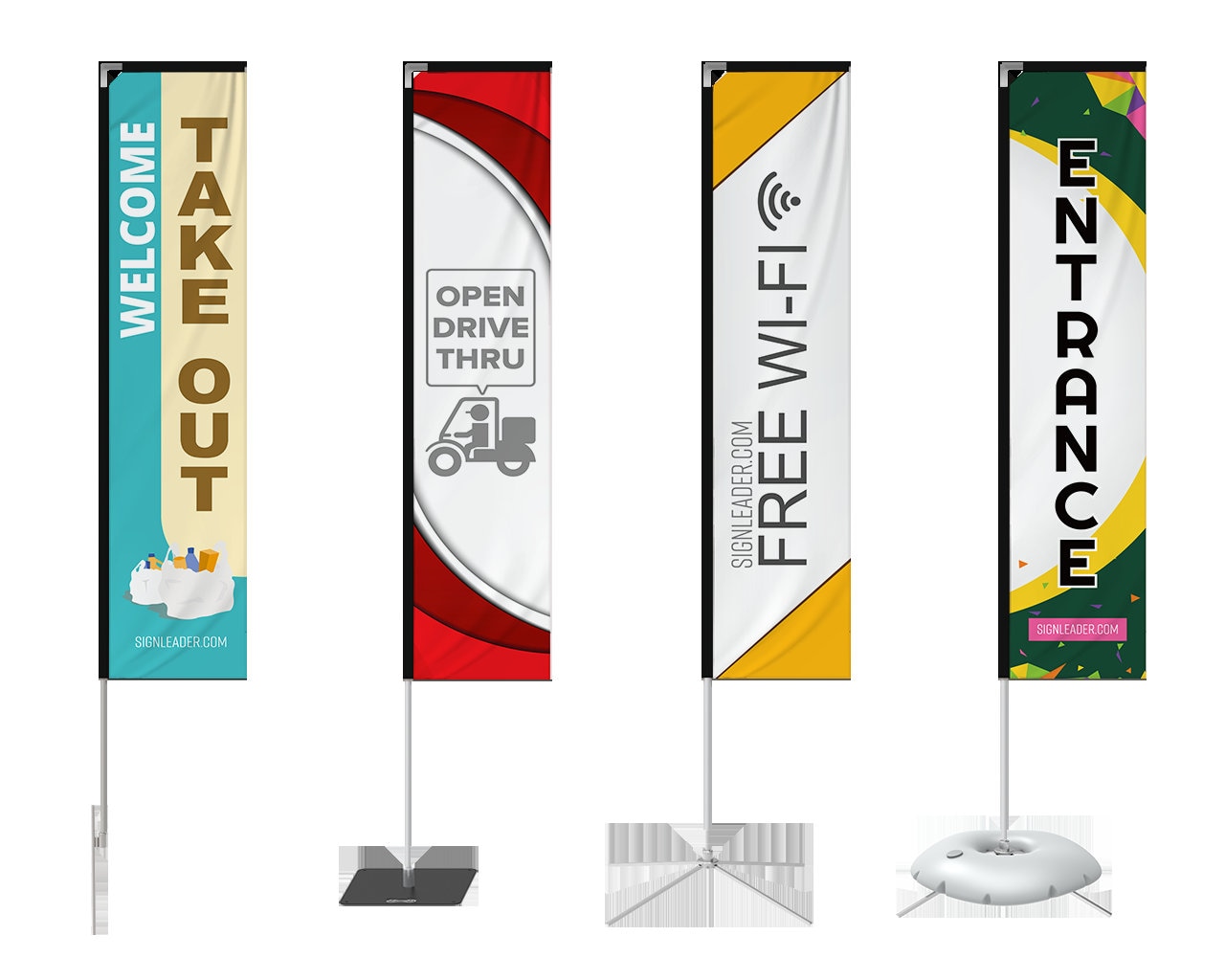 Custom Rectangle Feather Flags Single & Double Sided Personalized