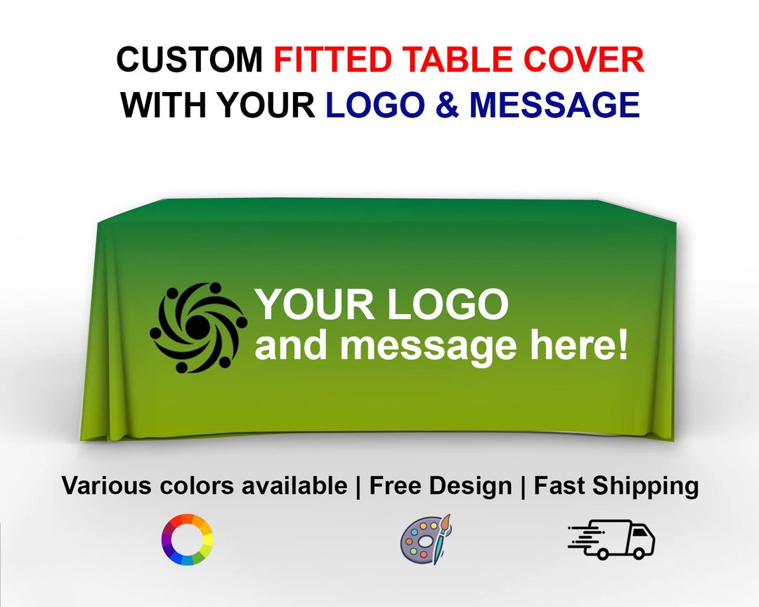 Custom Logo Table Cover Personalized Fitted Table Cover With Etsy