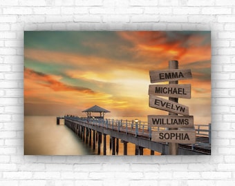Personalized Family Canvas, Dock View Multi Name Canvas, Family Name Canvas, Gift For Husband, Gift for Wife, Housewarming Gifts