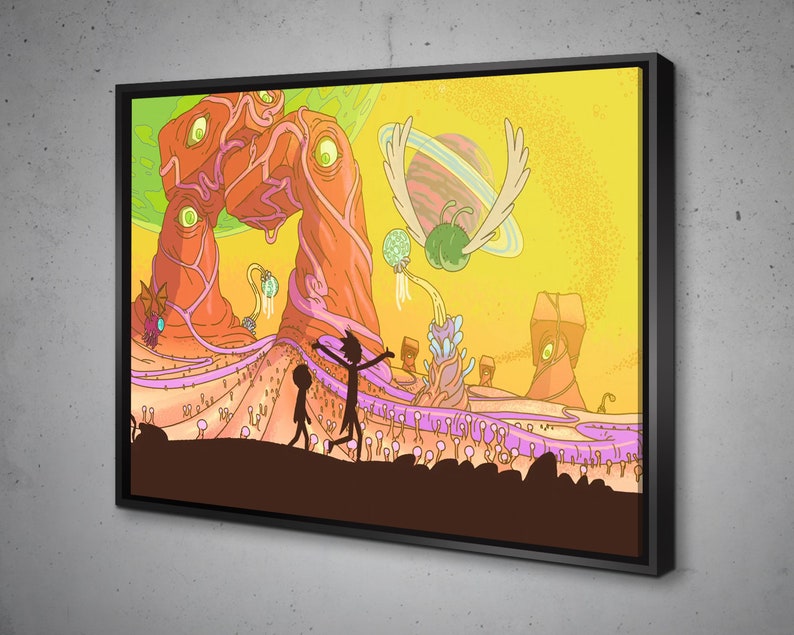 Rick and Morty Mushroom World Canvas Wall Art Etsy