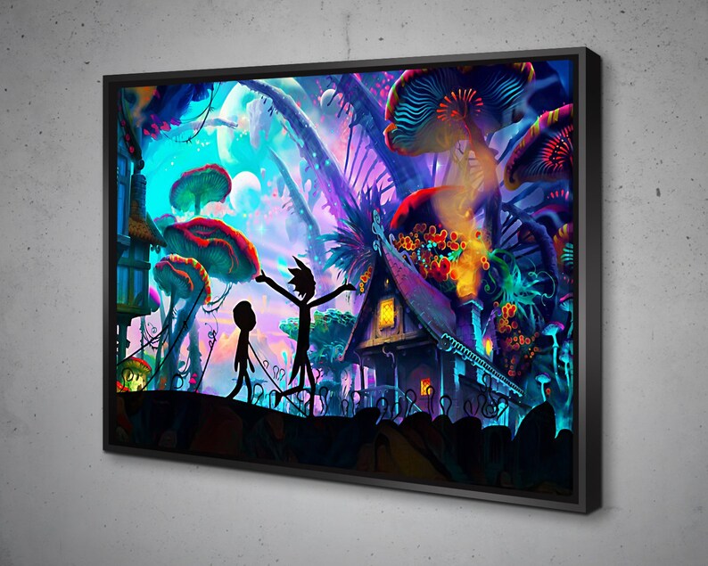 Rick and Morty Mushroom World Canvas Wall Art Etsy