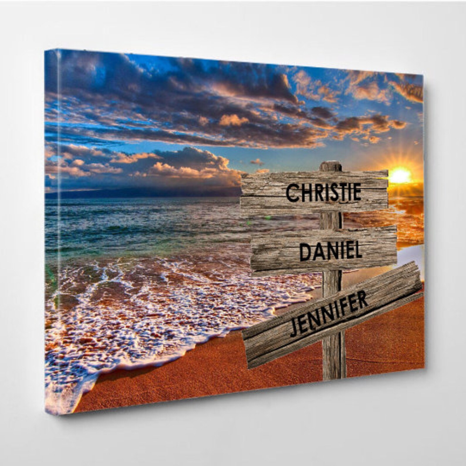 Personalisierte Familienleinwand Strandansicht Mit Namen Etsy.de