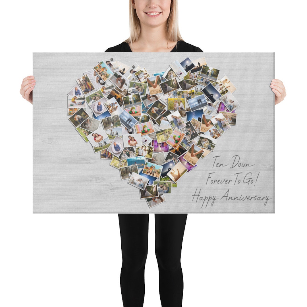 2 Heart Collage Frame, Custom Name, Wish, Quote, Photo Frame Photo