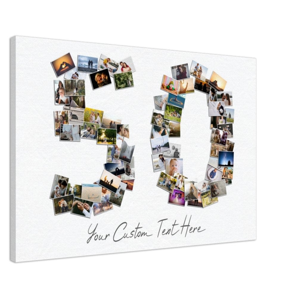 Custom Number Photo Collage Canvas - Personalized Birthday Gift - Anniversary Party Decoration - Custom Canvas Print
