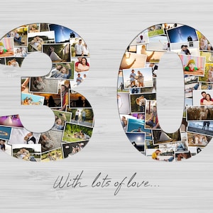 25-75 Pictures Custom Number Photo Collage DIGITAL ONLY - Personalised Message and Photos