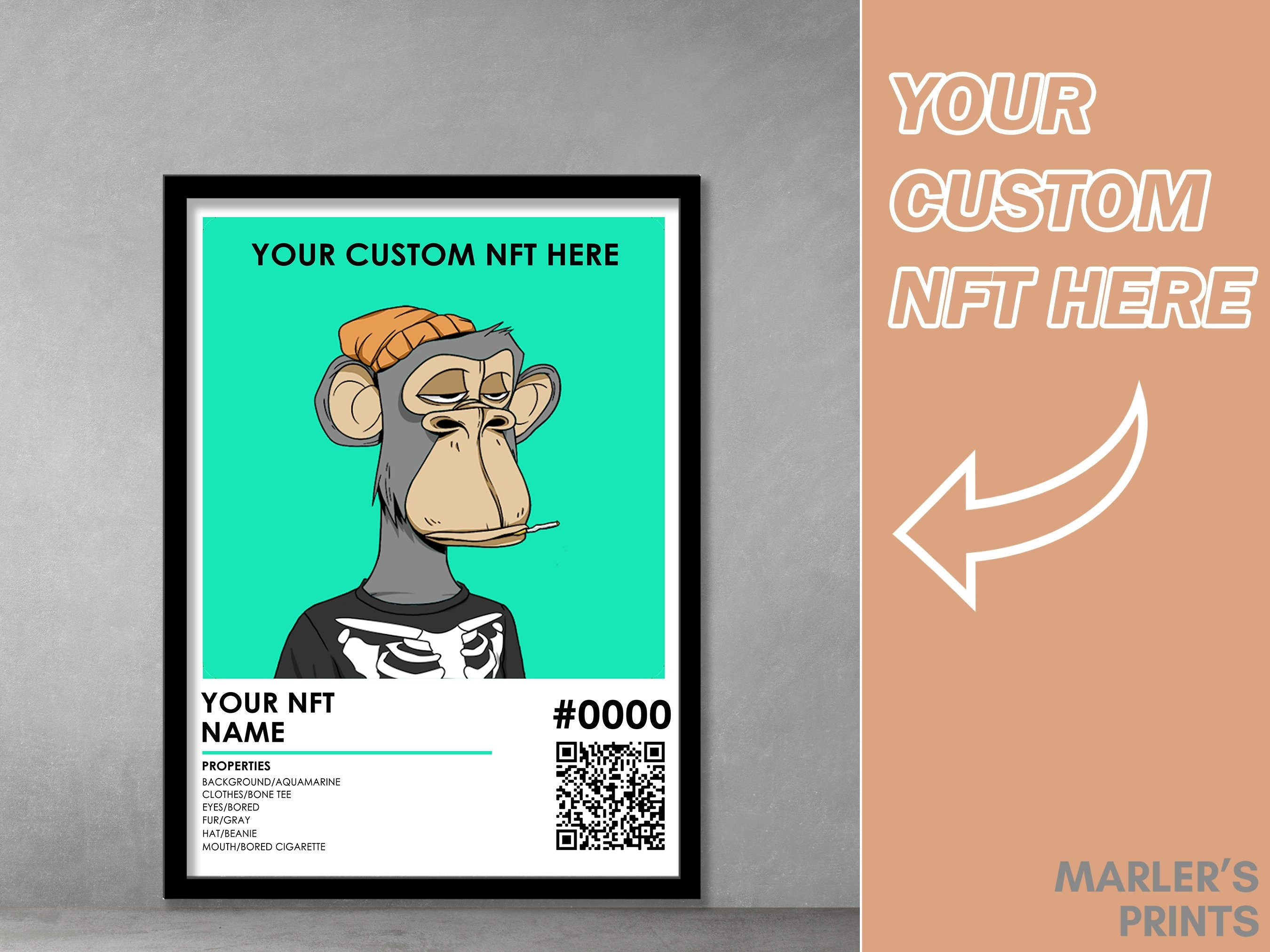 Custom NFT Poster and Frame Print Wall Art With QR Code Link - NFT  Personalized Portrait - Etsy