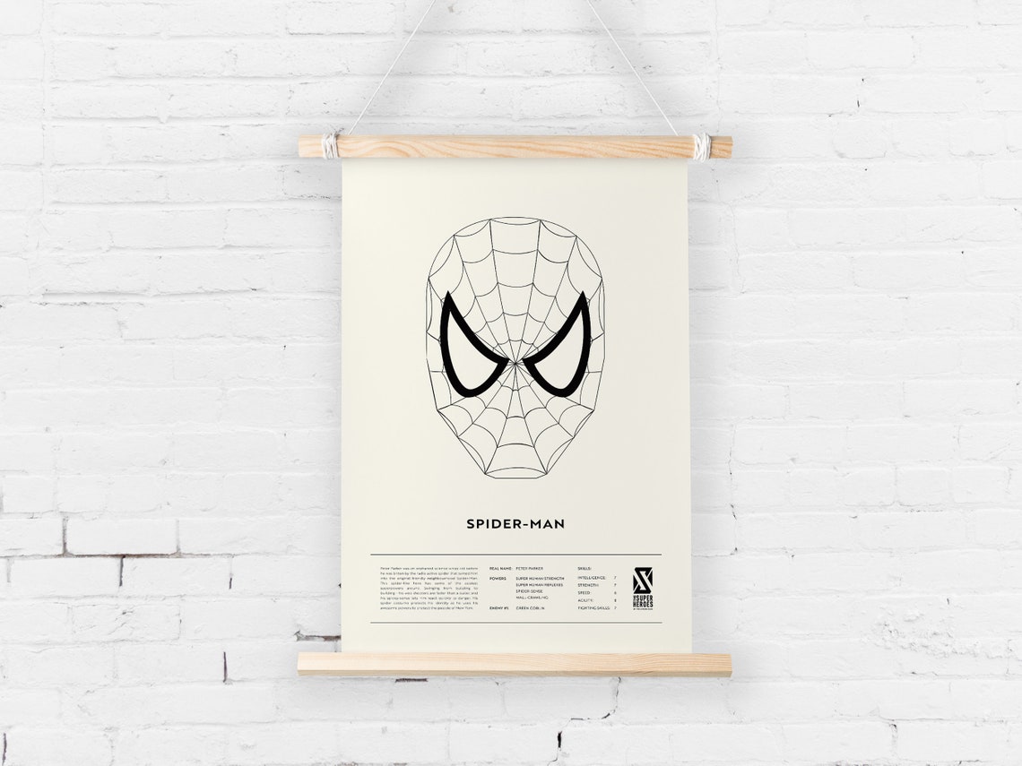 SpiderMan noir et blanc Marvel art print superhero poster Etsy