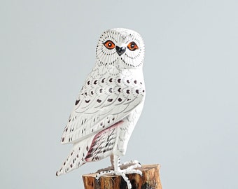 Owl Art Statue, Hand Carved Statue, Wooden Bird, Art Sculpture, Painted Bird, Nursery Decor, Room Decor, Bird Ornament, Gift for Father