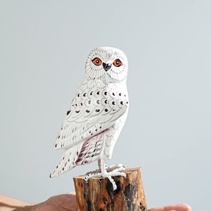 Owl Art Statue, Hand Carved Statue, Wooden Bird, Art Sculpture, Painted Bird, Nursery Decor, Handcrafted, Bird Ornament, Appreciated Gift