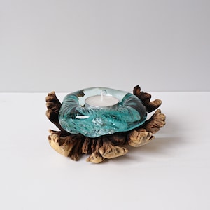 Molten Glass on Recycled Glass, Candle, Blown Glass, Unique, Artwork, Housewarming, Creative Decor, Room Decoration, Birthday Gift for Her