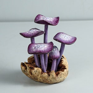 Purple Mushroom Sculpture, Colorful Statue, Painted Figurine, Wood Carving, Magical, Interior Decor, Gift Idea, Gift for Her, Birthday Gift