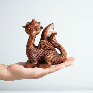 Unique Dragon Figurine, Gothic, Wooden Baby Dragon, Fantastic Animal, Fantasy, Handmade, Hallowen Decor, Creative Decor, Gift for Children