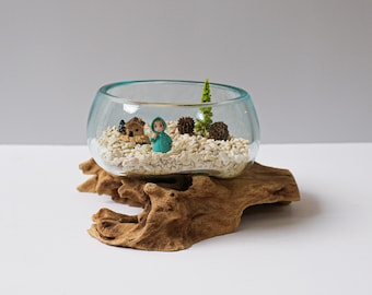 Blown Glass Medium, Melted Glass, Molten Glass, Terrarium, Vase, Hand Blown Recycled Glass, Succulent Planter, Apartment decor, Gift for Him