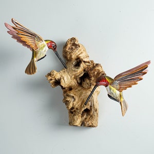 Hummingbird Wall Decor, Wall Art, Couple, Painted, Romantic, Hanging Statue, Handmade Sculpture, Colibri, Room Decoration, Anniversary Gift